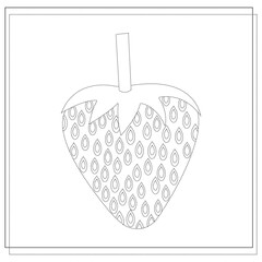 Page coloring books, handwriting practice for kids, strawberry. A sketch. Vector
