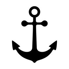 Vector icon of anchor in black color. Sea mood.  Isolated on white background