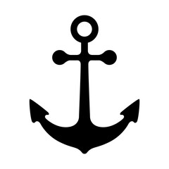 Vector icon of anchor in black color. Sea mood.  Isolated on white background