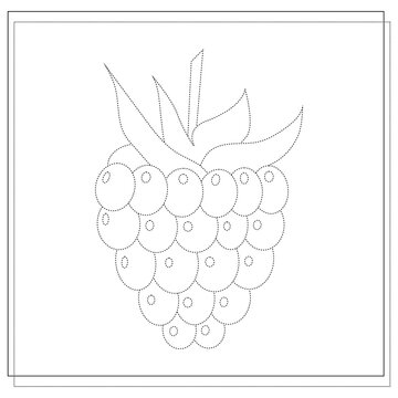 Page coloring books, handwriting practice for children, raspberry. A sketch. Vector
