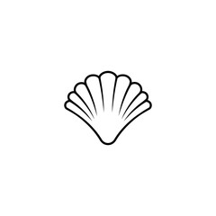 Sea shell line icon isolated on white. Shellfish illustration.