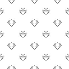 Seamless pattern with sea shell on white background.