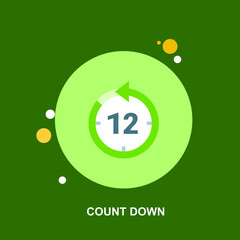 Countdown of 12 on green background flat concept design