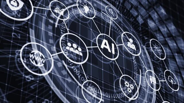 Artificial intelligence (AI), machine learning and modern computer technologies concepts. Business, Technology, Internet and network concept.