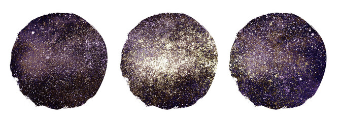 Romantic night sky background isolated on white background. Watercolor set