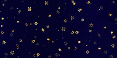 Gold snowflakes holiday seamless pattern.