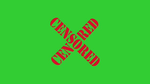 Censored Red Stamp Motion Animation On Green Background with sound effect
