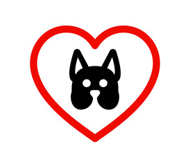 Love dog logo icon vector.