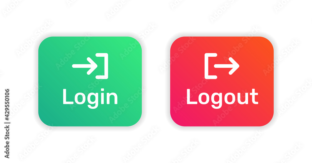 Poster Login and logout button. Website access entrance and exit icon vector symbol