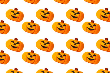 Halloween seamless pattern of pumpkin isolated on white background. Creative packaging design in the concept of minimalism