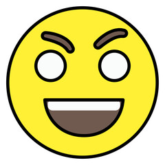 Fototapeta premium Face iexpression con, flat design of delighted emoji 