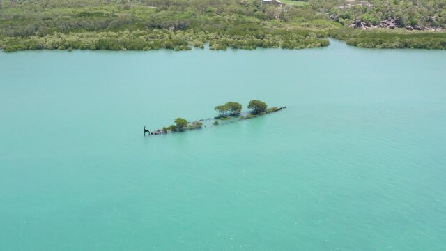 Aerial pan of Cockle Bay  on Magnetic Island in Australia
