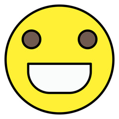 Editable flat design icon of grinning smiley 