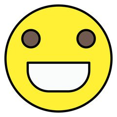 Editable flat design icon of grinning smiley 