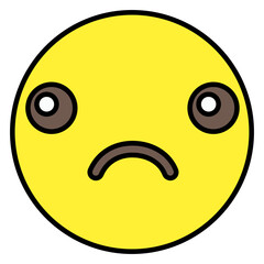 A sad face icon in editable flat style 
