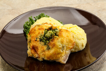 Roasted pangasius fillet with mashed potato