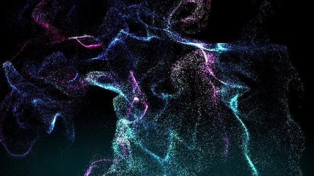 4K Abstract  background animation shining fluid energy sparkling particles liquid magic dust turbulent wave flow in space