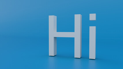 3d text of 'HI' with blue background