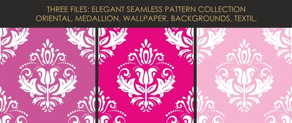 Elegant collection with seamless wallpaper, background patter in three alternatives. Vector illustration. EPS10. © Eva Almqvist