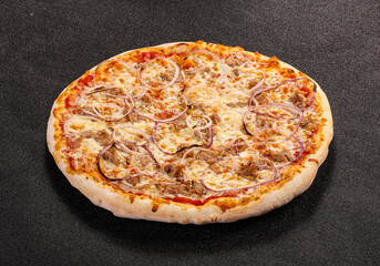 Pizza with meat and onion