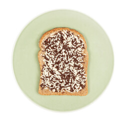 Typical dutch lunch; bread with chocolate sprinkles (hagelslag)