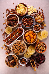 Obraz na płótnie Canvas assorted of dried fruits- top view