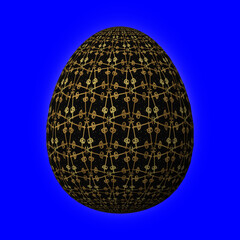 Colorful 3D easter egg on blue background