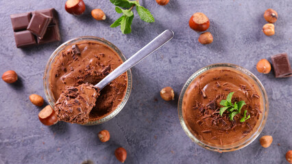 chocolate mousse and hazelnut