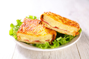 croque monsieur- toasted bread with cheese and ham