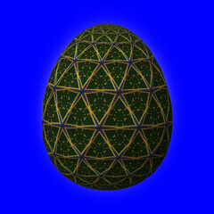 Colorful 3D easter egg on blue background