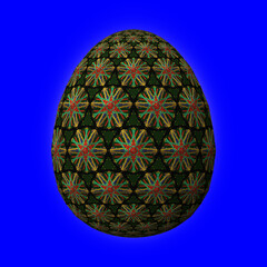 Colorful 3D easter egg on blue background