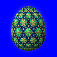 Colorful 3D easter egg on blue background