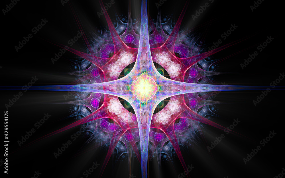 Fototapete abstract illustration computer render background image fantastic star with rays for web design and g