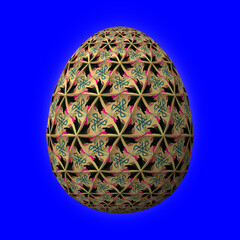 Colorful 3D easter egg on blue background