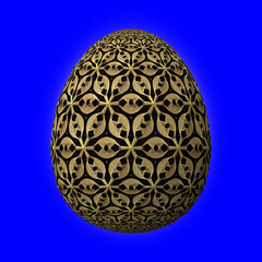 Colorful 3D easter egg on blue background