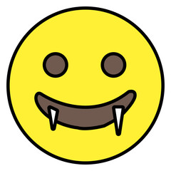 Emoticon with 2 long teeths, vampire emoji icon