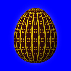 Colorful 3D easter egg on blue background
