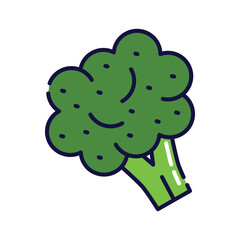 Illustration of broccoli. Filled-outline icon of broccoli.