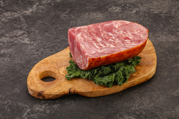 Beef ham piece over board