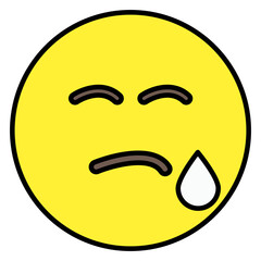Fototapeta premium Sweating emoji icon in editable flat style 