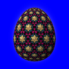 Colorful 3D easter egg on blue background