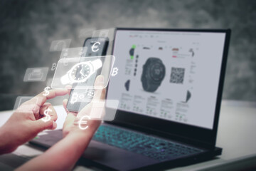 Man using a phone to scan QR Code to pay for online purchases.
