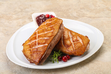 Roasted duck breast with sauce