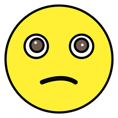 A sad face icon in editable flat style 