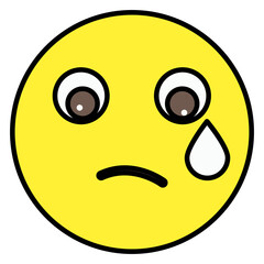 Emoji with tear showcasing crying face 