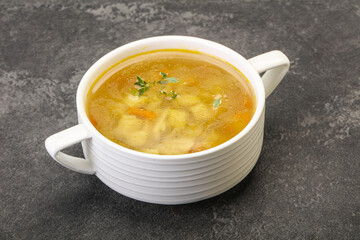Tasty chicken soup with carrot