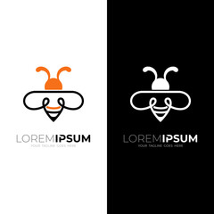 Abstract bee logo with line design vector