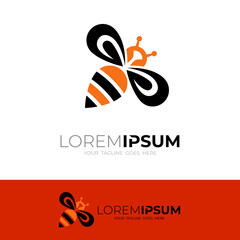 Bee logo design template, black and orange color