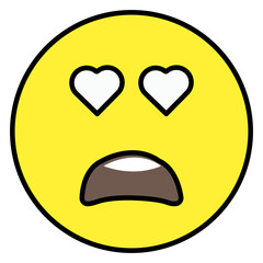 Vector design of heart eyes face in flat style 
