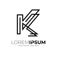 Letter K logo with line design template, simple line style